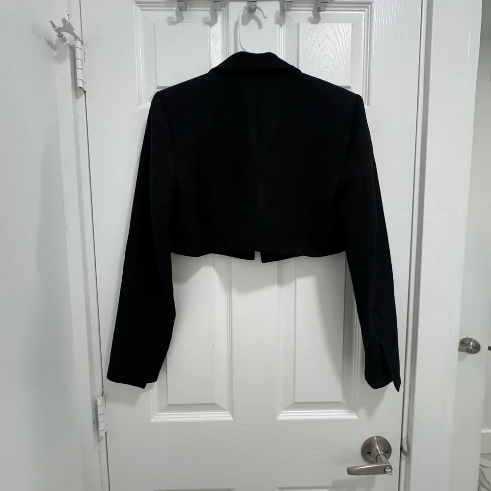 Zara Black Cropped Blazer Tailored Formal Jacket - Picture 4 of 4